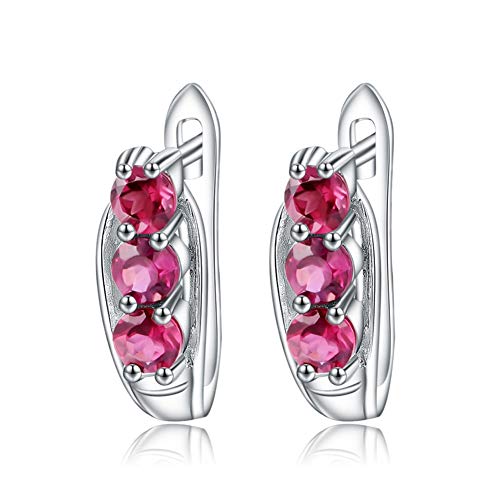 D&XQX 925 Sliver Boucles d’oreilles pour Les Femmes 1.57Ct Naturel Grenat rhodolite Boucles d’oreilles Pierres…