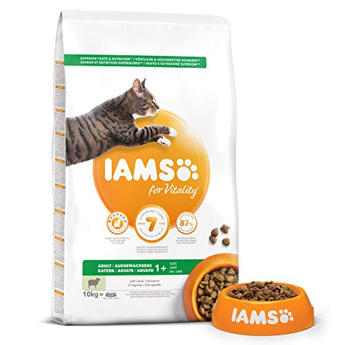 Iams Vitality – Croquettes Premium Chats Adultes 100% Complètes et équilibrées – A l’Agneau – Sans OGM Colorant Arôme…