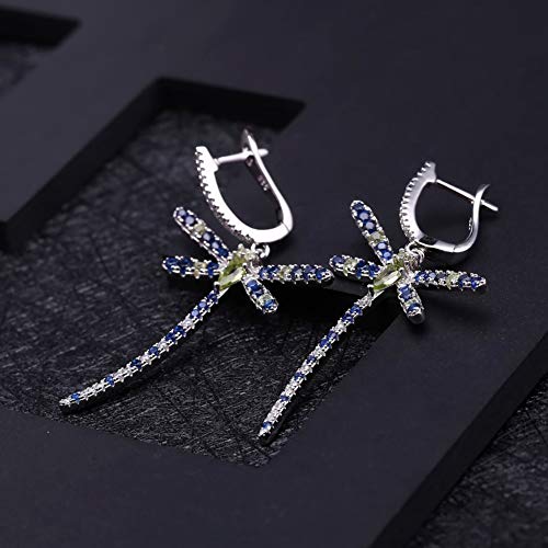 D&XQX Vintage Gothique Punk Boucles d’oreilles pour Les Femmes 925 Sliver Naturel Peridot Libellule Boucles d’oreilles…