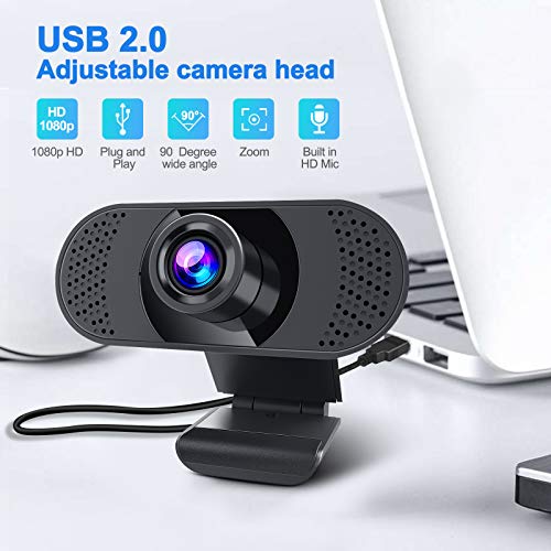 Anykuu Webcam pour PC avec Microphone 1080P Full HD Caméra Web USB 2.0 Audio Stéréo Mise au Point Automatique pour…