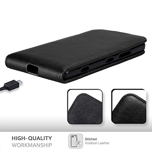 cadorabo Coque pour Nokia Lumia 950 en Noir Nuit – Housse Protection en Style Flip avec Fermoire Magnétique – Etui Poche…
