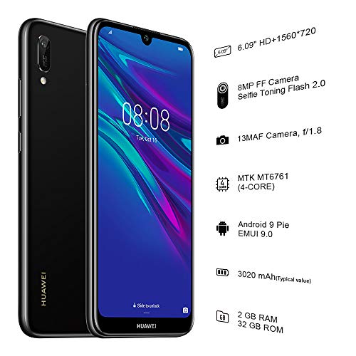 Huawei Y6 (2019) – Smartphone 32GB, 2GB RAM, Dual Sim, Midnight Black