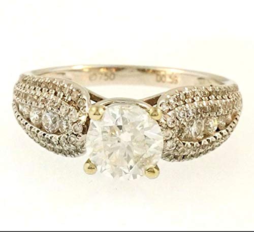 Bague en or blanc 18 carats avec diamant solitaire (1,59 carats) Largeur 7 mm