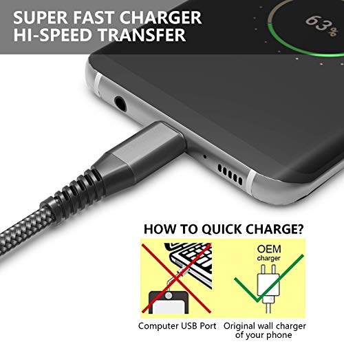 Câble USB C [2m+2m / Lot de 2] 3A Chargeur Type C en Charge Rapide Nylon Tressé Câble Chargeur pour Samsung Galaxy S20…