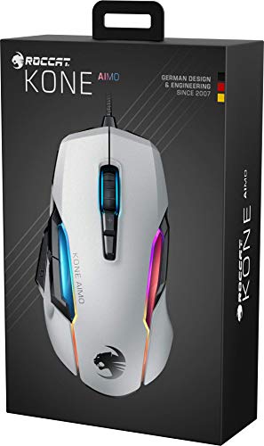 Roccat Kone AIMO Souris Gaming (remastered) – Capteur Optique Owl-Eye Haute Précision (de 100 à 16.000 DPI), Blanc
