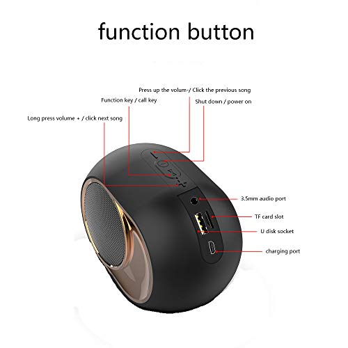 KKDWJ X6 Bluetooth Subwoofer, 3D Sound Wireless Bluetooth Pratique USB Chargeant TWS Serial Card Speaker,Noir