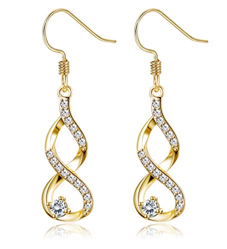 BESTEEL Argent 925 Boucles D’oreilles Noeud Infini pour Femmes Filles Zyrconium Mariage Boucles D’oreilles Pendentif CZ…