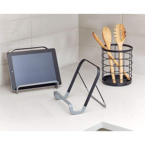 iDesign boite de rangement pour ustensiles de cuisine sur le plan de travail, range couverts rond en métal, bac à…