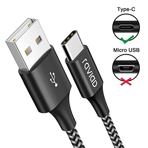 RAVIAD Câble USB Type C, [Lot de 4, 0.5m+1m+2m+3m] USB Cable Type C en Nylon Tressé Chargeur USB C Connecteur pour…