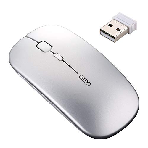 inphic Souris sans Fil Rechargeable, Mini Souris Optique sans Silence Click, Ultra Mince 1600 DPI pour Ordinateur…