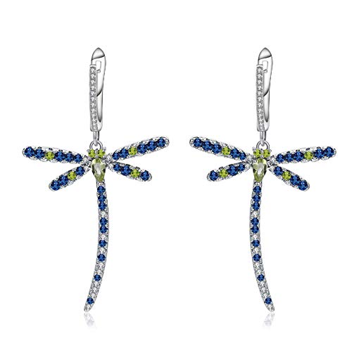 D&XQX Vintage Gothique Punk Boucles d’oreilles pour Les Femmes 925 Sliver Naturel Peridot Libellule Boucles d’oreilles…