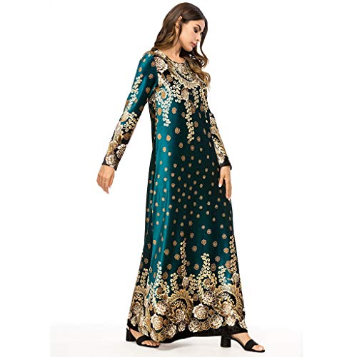 Robe Musulmane Femme Grande Taille,Women’s Long-Sleeved Fashion Boutique Print Dress Muslim Robes Islamique Abaya Kaftan…