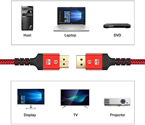 alclap Câble DisplayPort 2M Câble DP 4K 144Hz Haute Vitesse -[4K@60Hz, 2K@165Hz, 2K@144Hz], Câble Display Port Nylon…
