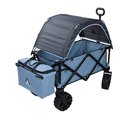 Chariot de Plage Pliable 10T Roof avec Toit – avec Sac Isotherme et Compartiment arrière