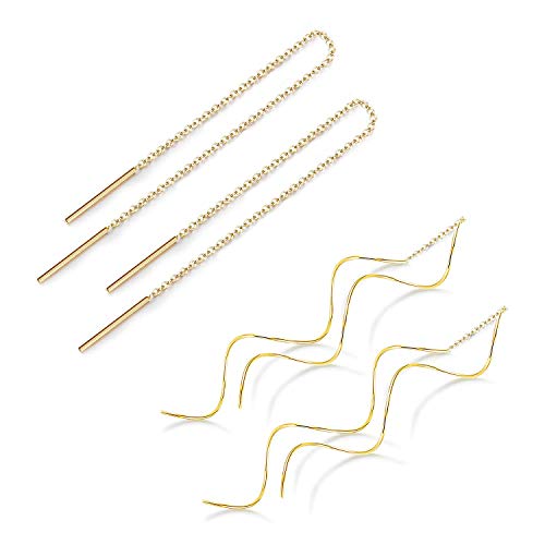 Finrezio Crochet Boucles d’Oreilles Traversantes Pendantes en Acier Inoxydable pour Femmes Filles