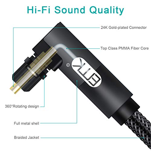EMK Cable Optique Câble Optique Audio Numérique Toslink Câble Fibre Optique Spdif pour Home Cinéma, Barre de Son, TV…