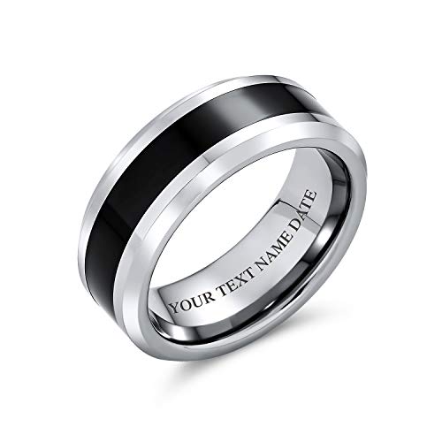 Bling Jewelry Centre Noir Deux Tons Simples des Couples De Mariage Bague De Tungstène pour Femme Homme, À Bords Couleur…