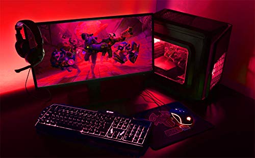 AWD-IT Ensemble PC Gamer Processeur 4 cœurs AMD A10 9700 • Écran LED 24″• Clavier et Souris Gamer • 16 Go • 1 to • Étui PC à LED • WiFi • Windows 10