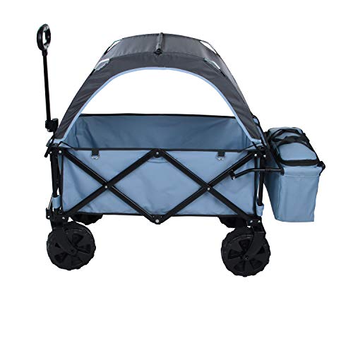 Chariot de Plage Pliable 10T Roof avec Toit – avec Sac Isotherme et Compartiment arrière