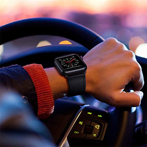 Qeei Compatible pour Bracelet Apple Watch Cuir 45mm 44mm 42mm,Innovative Boucle Caché Minimaliste Cuir Véritable Bande…