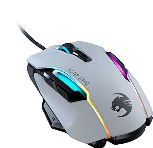 Roccat Kone AIMO Souris Gaming (remastered) – Capteur Optique Owl-Eye Haute Précision (de 100 à 16.000 DPI), Blanc