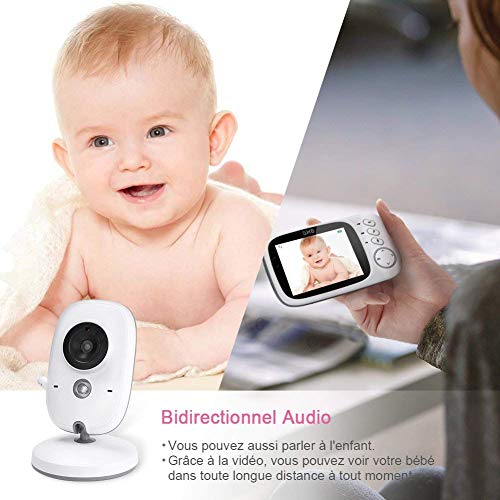 GHB Babyphone Caméra 3.2 Inches Bébé Moniteur Babyphone Vidéo LCD Couleur Bébé Surveillance 2.4 GHz Communication…