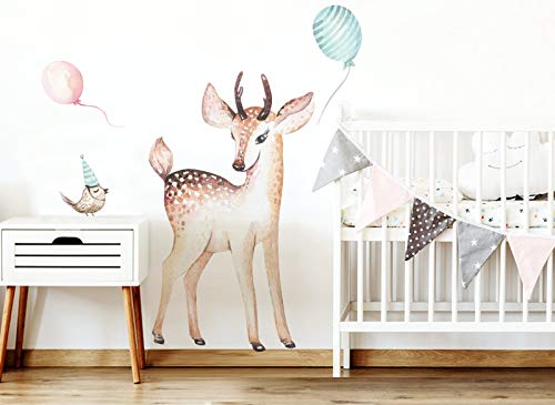 Little Deco Tatouage Mural cerf & Oiseau I S – 69 x 75 cm (LxH) I Chambre d Enfant Stickers bébé Enfants muraux Posters…