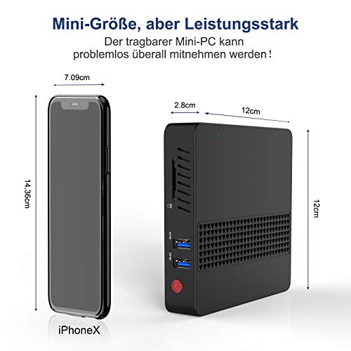 Mini PC, Intel Celeron Processor J3455 8 Go DDR4 / 64 Go eMMC Mini Desktop Computer avec Windows 10 Pro, Connexion HDMI…