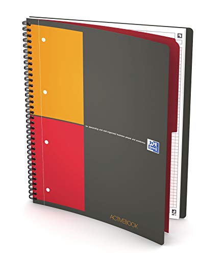 Oxford Office 100104329 Active Book Lot de 5 Cahier reliure intégrale détachables petits carreaux papier 90 g 160 pages…