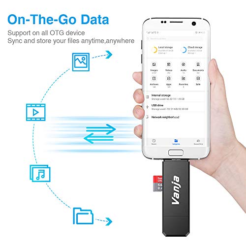Vanja Lecteur Cartes SD Micro USB et USB 2.0 Adaptateur Carte SD Lecteur de Carte SD/Micro SD Mémoire avec Standard USB…