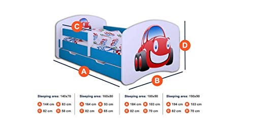 Happy Babies – LIT D’ENFANT DOUBLE FACE AVEC TIROIR Design Moderne Avec Bords Sûrs et Matelas en Mousse Antichute 7 cm…