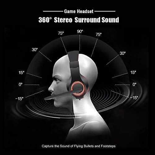Casque Gaming PS4 Gamer Audio Filaire Anti Bruit PC avec Micro Xbox One Stereo Basse Son 7.1 Surround Réglable 3.5mm…