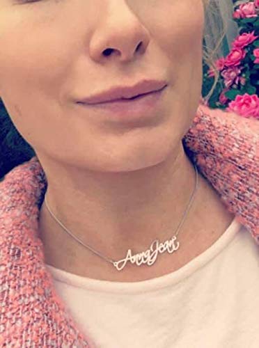 JOELLE JEWELRY Collier Prénom Personnalisé en Argent Sterling 925 Style cursif