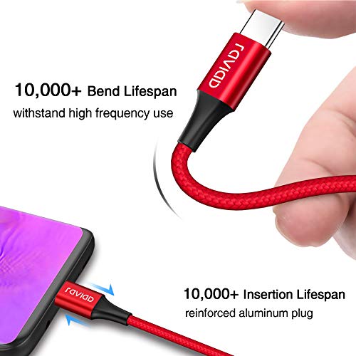 RAVIAD Câble USB Type C, [Lot de 4, 0.3m 1m 2m 3m] Chargeur USB C Nylon Tressé Charge Rapide et Synchro Compatible pour…