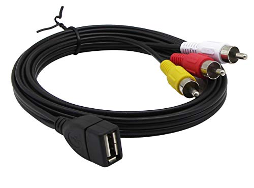 CERRXIAN Câble USB vers 3RCA, USB 2.0 femelle type A vers 3 prises RCA mâle, câble adaptateur audio vidéo AV composite…