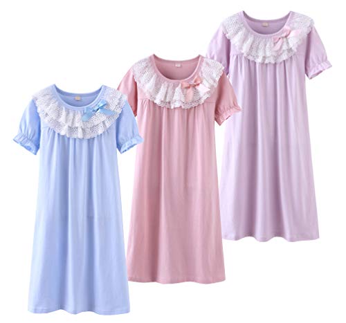 ABClothing Mommy & Girls 100% Coton Vêtements de Nuit en Dentelle Assortis et Robes de Nuit Bowknot pour Tout-Petits 5…