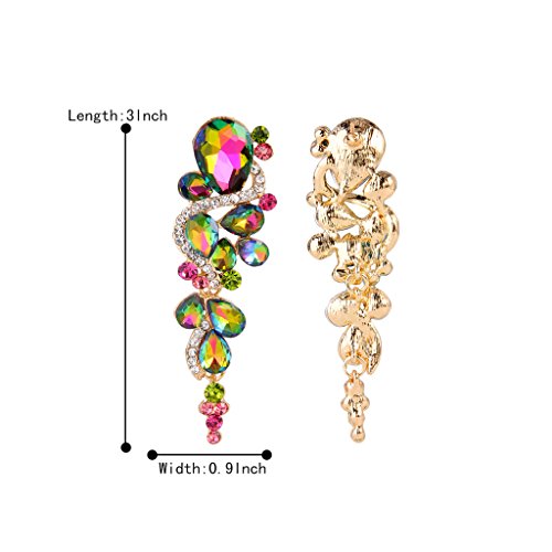 Clearine Boucles d’Oreilles Pendentif Femme Cluster Goutte d’Eau Style Bohême Bijou Mariage Cadeau Cristal Strass