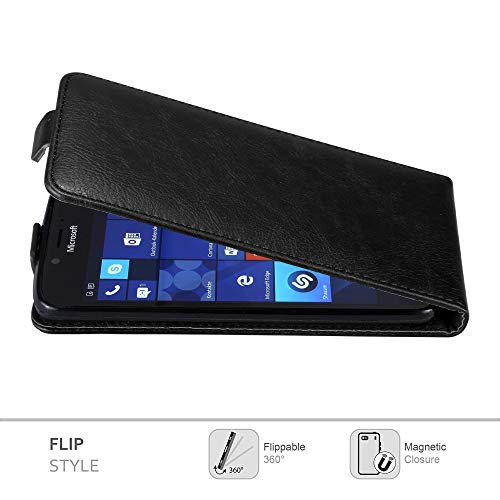 cadorabo Coque pour Nokia Lumia 950 en Noir Nuit – Housse Protection en Style Flip avec Fermoire Magnétique – Etui Poche…