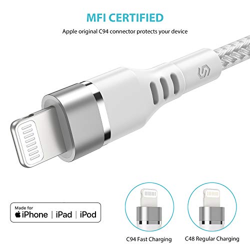 Syncwire Câble USB C vers Lightning MFi Certifié – Version 2020 Charge Ultra Rapide PD Nylon Résistant Câble Type C Vers…