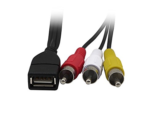 CERRXIAN Câble USB vers 3RCA, USB 2.0 femelle type A vers 3 prises RCA mâle, câble adaptateur audio vidéo AV composite…