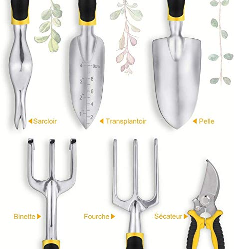 YISSVIC Outils de Jardinage 12 Pièces Outils de Jardin avec Sac de Rangement, Arrosoir, Gants de Jardinage