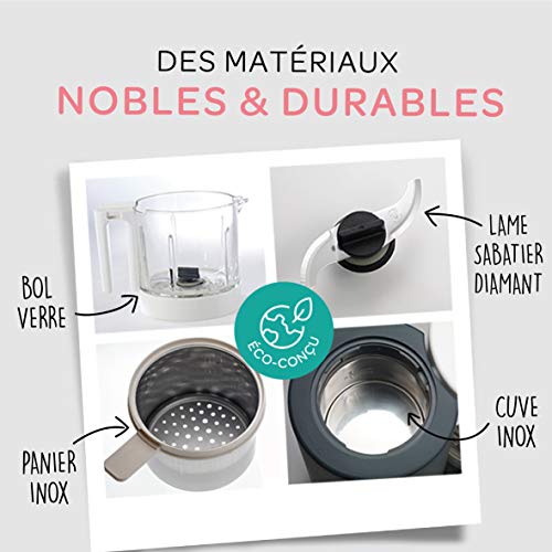 BÉABA – Babycook Néo – Robot Bébé Made in France – Mixeur-Cuiseur – Bol en Verre et Cuve Inox – Diversification…