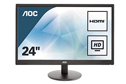 AOC Moniteur E2470SWH 59,9 cm (23,6 pouces) (VGA, DVI, dalle TN, HDMI, temps de réponse de 1 ms, 1920 x 1080, 60 Hz), noir, classe énergétique B