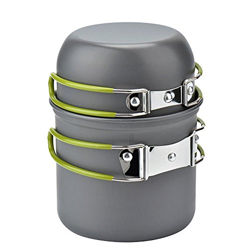 Cozyswan Pique-nique Camping Randonnée Pédestre Pot Pan Cookware Extérieur Casseroles de Cuisine 2 Pièces