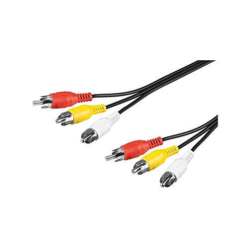 Goobay 50381 Câble de Connexion Audio-Vidéo Composite, 3 x Cinch, 2m Longueur de Câble