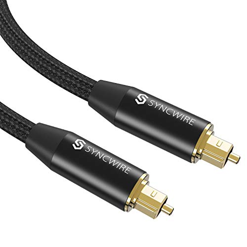 Câble Optique Audio Numérique Toslink – Syncwire Câble Fibre Optique en Nylon Tressé [Plaqué Or] pour HiFi Home Cinéma…