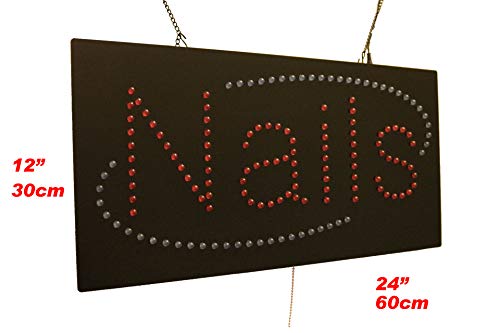 Nails Sign, TOPKING Signage, LED Neon Open, Store, Window, Shop, Business, Display, Grand Opening Gift, Manicures…