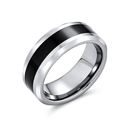 Bling Jewelry Centre Noir Deux Tons Simples des Couples De Mariage Bague De Tungstène pour Femme Homme, À Bords Couleur…