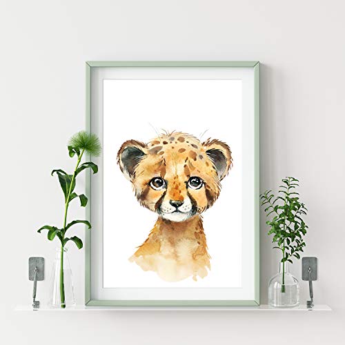 artpin® Set de 4 Affiches décoration pour Chambre d’enfant- posters de bébé garçon ou Fille – Animaux de safari dans la…
