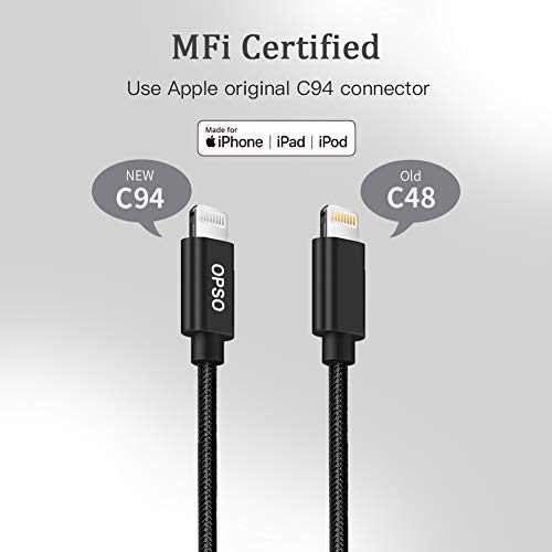 Câble Chargeur iPhone, OPSO 0.2M [Certifié MFi] Charge Rapides Câble USB C vers en Nylon Ultra Lightning Compatible with…